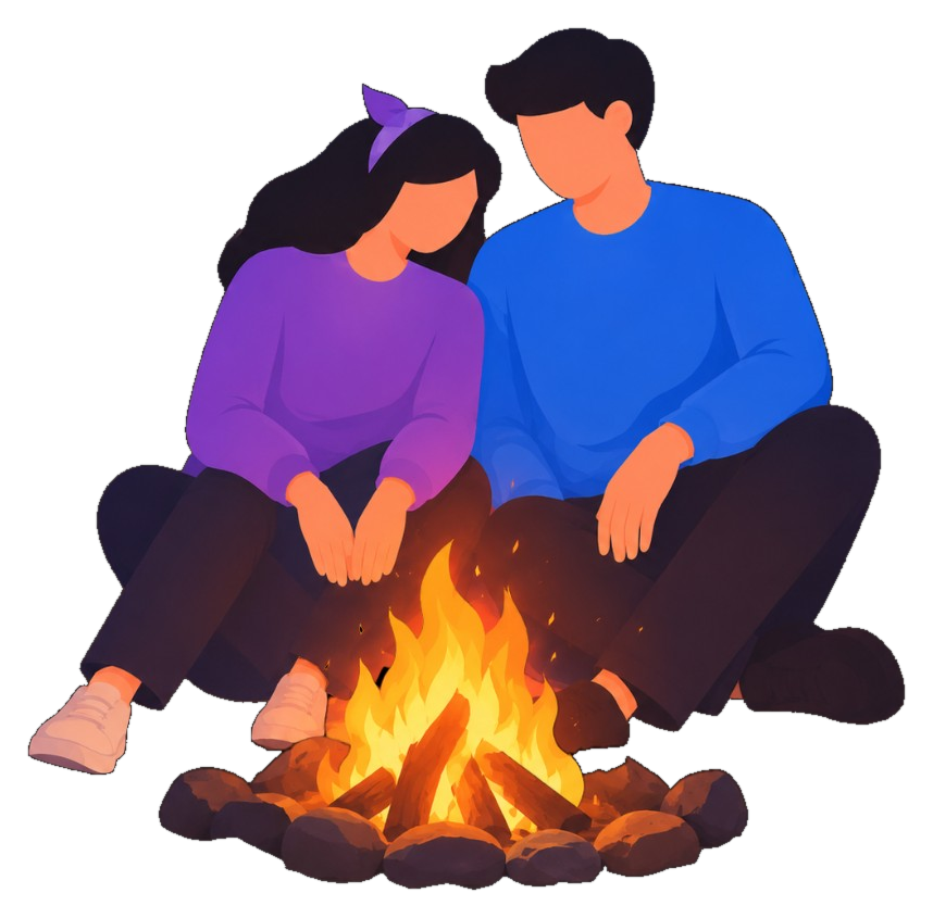 زوجی کنار آتش؛ فضای گرم و امن رابطه